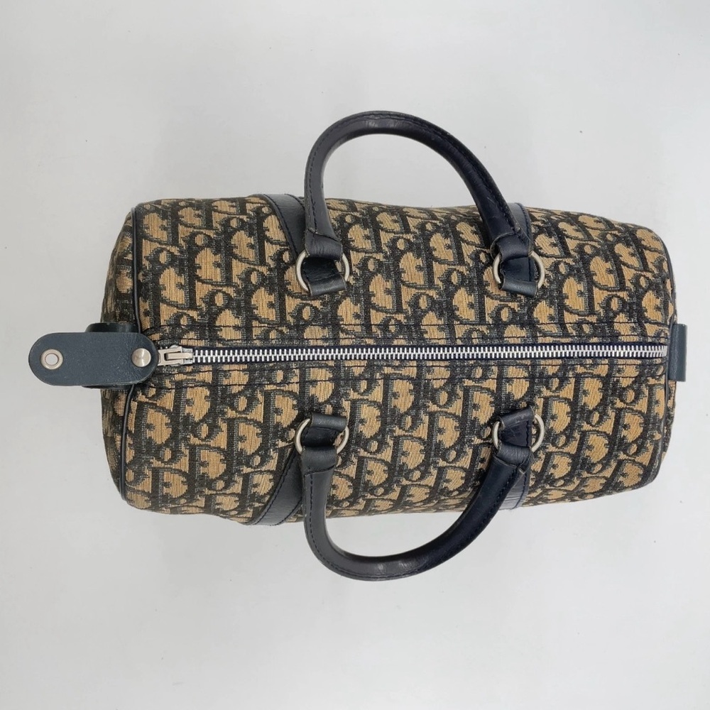 Auth Christian Dior Trotter Canvas X
Leather Navy x Brown Boston Bag - Picture 7 of 12